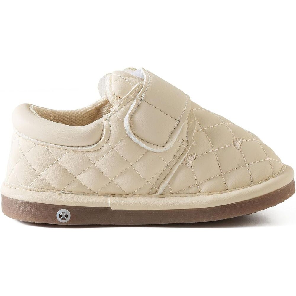Baby Girl PU Leather Squeaky First Walker Shoes Beige 12-18 Months